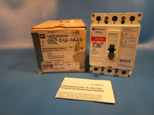 Cutler Hammer Fdc3020L Circuit Breaker 3 Pole 20 Amp 600 Vac Series C