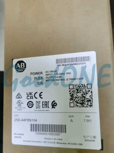 1Pc New Ab Powerflex 525 25B-A4P8N104 25Ba4P8N104 Ac Drive 0.75Kw 1.0Hp