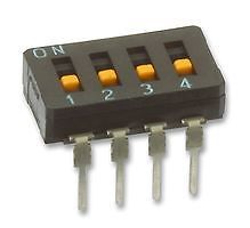 OMRON ELECTRONIC COMPONENTS A6D-4100 DIP SWITCH, 4, SPST, TOP SLIDE (10 pieces)
