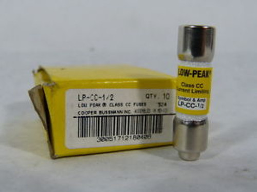 Bussman LP-CC-1/2 Low Peak Fuse 1/2A 600V Box of 10  NEW
