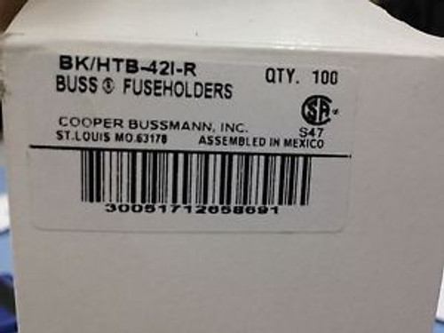 Box of 100 Cooper Bussmann Fuse Holders 250v 3AG Inline PHL, HTB-42I-R