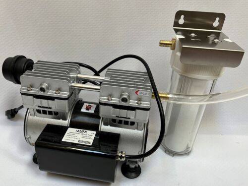 Piston Vacuum Pump Kit T-Type Filter Dust & Liquid Trap Cnc Woodturning Workshop