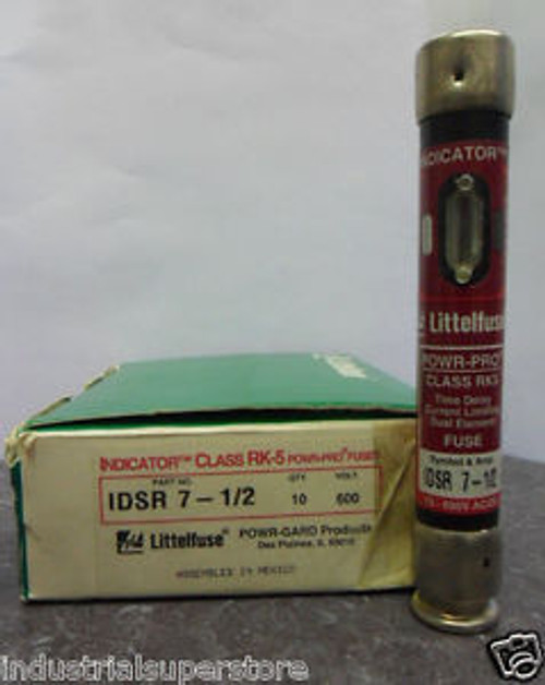 New Lot Littelfuse IDSR 7 1/2 Amp Fuses Buss FRS-R-7 1/2 Class Rk5 600V New