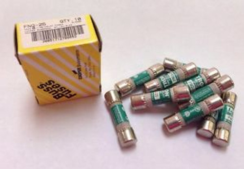 New Pack of 10 Bussmann FNQ-25 Amp Fuses 500 Volts New Bussman FNQ25 Time Delay