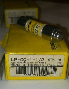 Pack of 10 Bussmann LP-CC-1 1/2 Amp LPCC 1.5A NEW Box Fuses Class CC 600 Volts