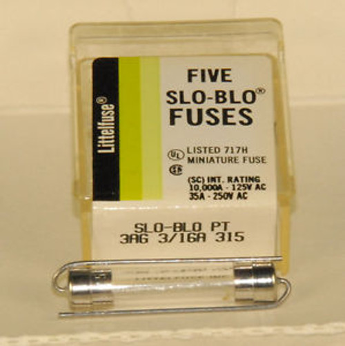 85 Littelfuse 315 Series 3AG Slo-Blo Glass Fuses (3/16A Amps) - 17 packs of 5