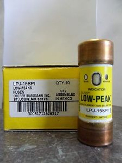 New Lot Bussmann LPJ-15 SPI  15 Amp Class J Indicator Fuses Low Peak 600V New