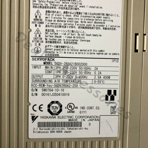 Used Sgdv-2R8A21B002000 Servo Driver Yaskawa1Pcs