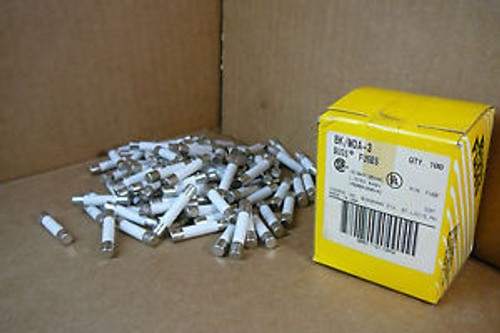 BK/MDA-3 (Box of 100) Bussman Buss Cooper New In Box 3A Fuses BK-MDA-3 BKMDA3