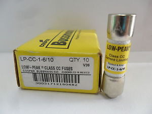 New Lot Bussmann LP-CC-1 6/10 LPCC 1 6/10 Amp Fuses Class CC 600 Volts New