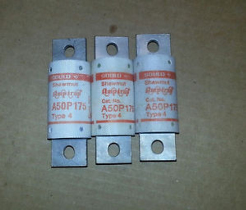 Pack of 3, Gould Shawmut A50P175 Amp Trap, Type 4 Fuse, Form 101, NOS, Free Ship