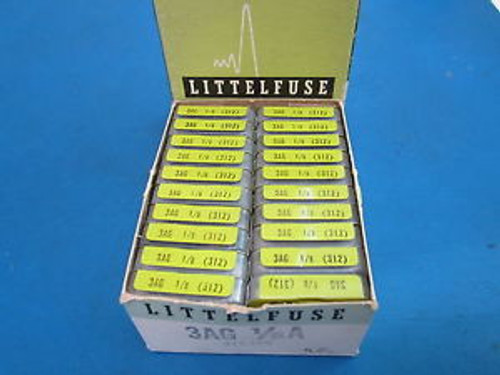 Pack of 100 LITTELFUSE 3AG 1/8A Fuses, NEW