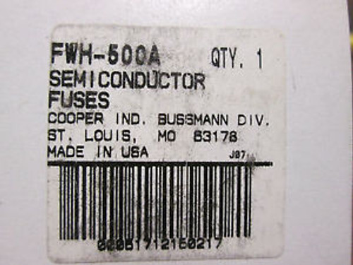 Bussmann Semiconductor Fuse FWH-500 New In Box