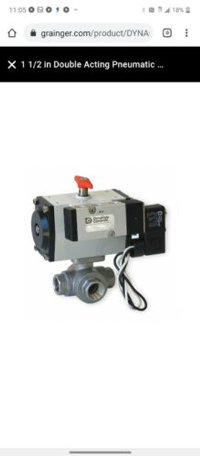 Dynaquip 1 1/2 In Double Acting Pneumatic Actuated Ball Valve