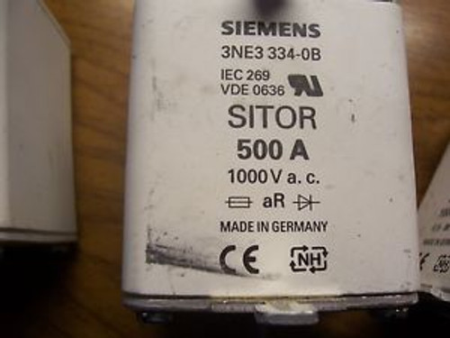 Pack of 3 NEW SIEMENS 3NE3-334-08 SITOR FUSE 500A 1000VAC