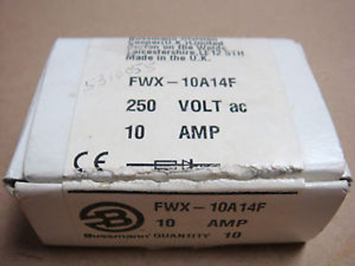 BUSSMANN FWX-10A14F 250 VAC 10A FUSE - 10 pc new in box