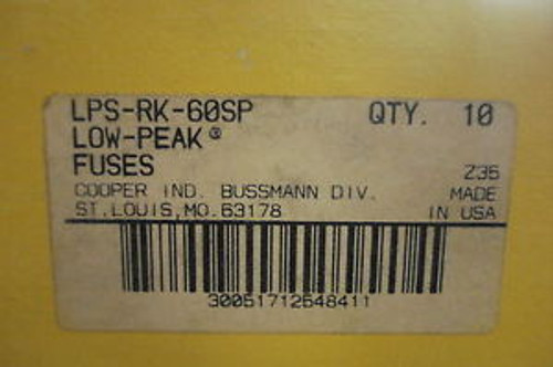 NEW COOPER BUSSMANN LOW PEAK LPS-RK-60SP FUSE QTY. 10