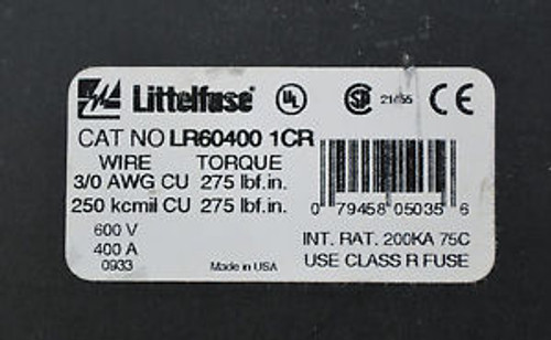 Littelfuse LR60400 1CR 400A 600V Class R fuse block NEW