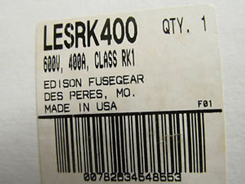 NEW EDISON TIME-DELAY CURRENT LIMITING LESRK400 FUSE  ............   VL-124