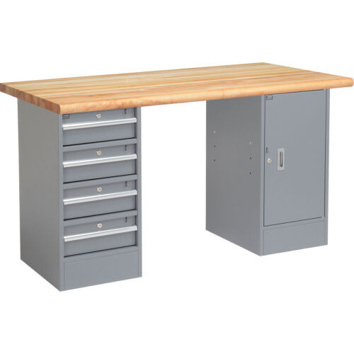 60"W X 30"D Workbench 1-3/4" Safety Edge Maple Top 4 Drawer/Cabinet
