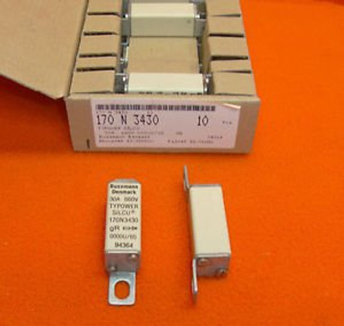 LOT 10 NEW Buss 170-N-3430 Typower Fuse 30 Amp 660 Volt 170N3430 Bussmann LOT 10 NEW Buss 170-N-3430 Typower Fuse 30 Amp 660 Volt 170N3430 Bussmann