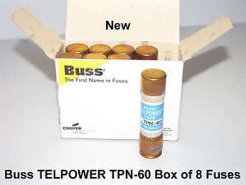 TPN-60 BUSSMANN TELPOWER TPN-60 170VDC Fuses Box Of 8 New Cooper Bussmann TPN 60