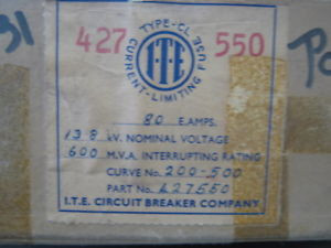 I.T.E. CURRENT LIMITING FUSE TYPE. CL PART NO. 427550