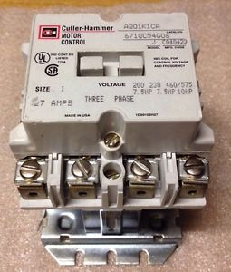 Cutler-Hammer A201K1CA, 6710C54G06, Model J, C040422, 27A, 3Phase NNB #1543A25