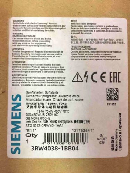 1Pc New Siemens Soft Starter 3Rw4038-1Bb04 In Box