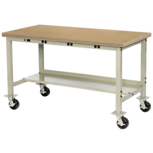 Mobile Workbench With Power Apron Shop Square Edge 48"W X 30"D Tan