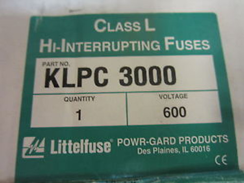 LITTELFUSE KLPC 3000 CLASS L HI-INTERRUPTING FUSE