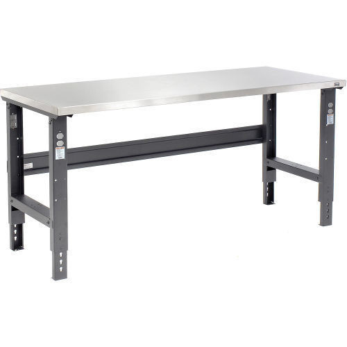 72"W X 30"D Stainless Steel Square Edge Workbench - 1-1/2" Top - Adjustable