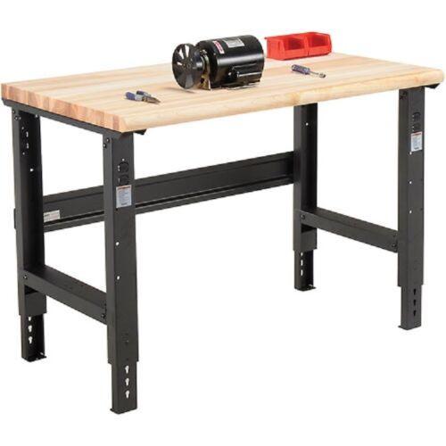 New 60"W X 30"D Maple Butcher Block Safety Edge Workbench-Adj Hgt--Black