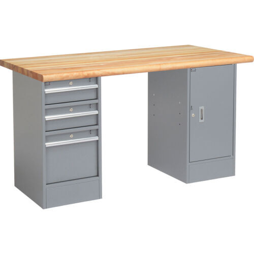 60"W X 30"D Workbench 1-3/4" Safety Edge Maple Top 3 Drawer/Cabinet