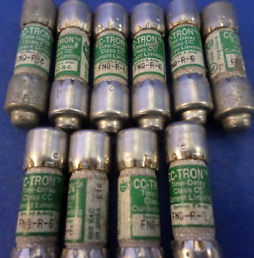 BUSSMANN CC-TRON FNQ-R-6, CLASS CC 600V FUSE, LOTS OF 10