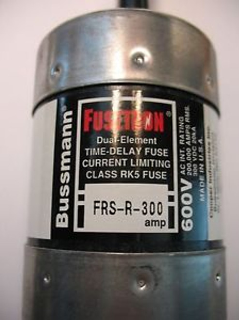 BUSSMAN FRS-R-300 DUAL ELEMENT TIME DELAY FUSE, RK5, 600 VOLT.