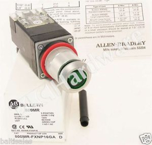New Allen Bradley 800Mr-Fxnp16Ga /D 800Mr 3-Position Green Illuminated 1No 1Nc