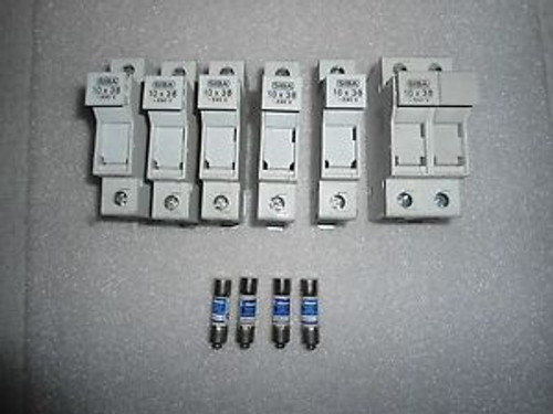 SIBA 600V 30A FUSE HOLDERS 10X38  5106304 Pack of 6 + 4 EDISON EDCC5 FUSES