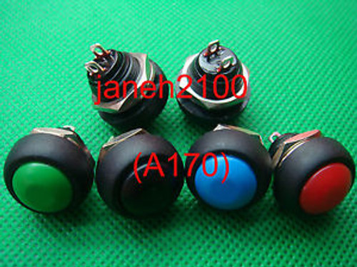 200Pc Red/ Green/ Blue/ Black Push Button Horn Switch B170 Ar