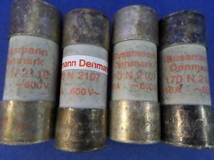 BUSSMANN DENMARK 170 N 2107, 16A 600V FUSE, Pack of 4