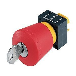 Pushbtn, Non-Ill, Key, Mush., 22Mm, Pl, Rd