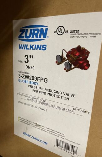 Zurn Wilkins 3" Dn80 Grooved Pressure Reducing Valve Fire Protect 3-Zw209Fpg