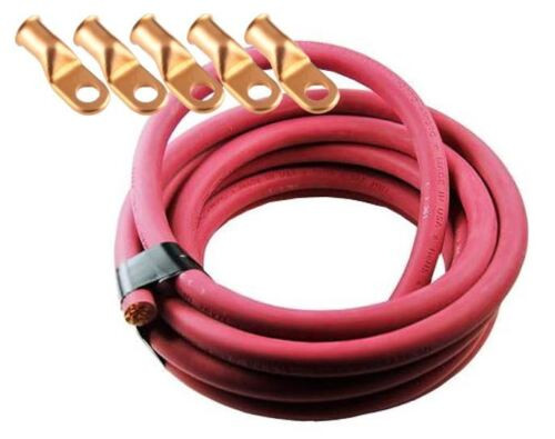 Ultra-Flex Car Battery/Welding Cable - 1 Gauge, Red - 500 Feet - And 5 Lugs