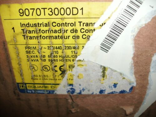 Square D 9070T3000D1 Control Transformer 240/480 - 120V Ac 3 Kva