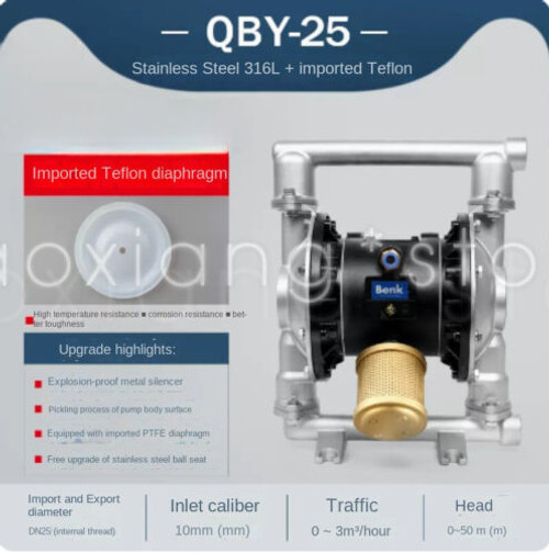Qby-25 Stainless Steel 316 + Corrosion-Resistant Diaphragm Pump Qby-25 Stainless Steel 316 + Corrosion-Resistant Diaphragm Pump