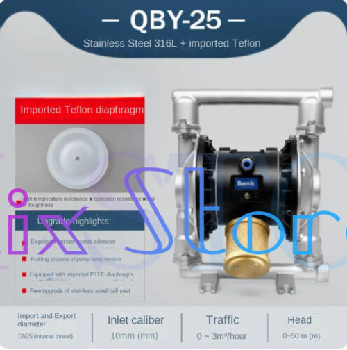 Qby-25 Stainless Steel 316 +  Corrosion-Resistant Diaphragm Pump Qby-25 Stainless Steel 316 +  Corrosion-Resistant Diaphragm Pump