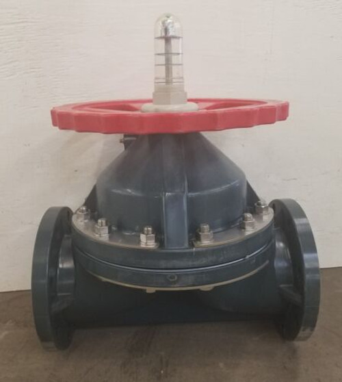 Asahi Av/America Diaphragm Valve, 6" Pvc, Manual, Ptfe Seals, Type 15, Pp-Rtfe