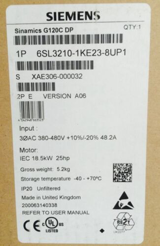 New Siemens 6Sl32101Ke238Up1 Inverter 6Sl3210-1Ke23-8Up1