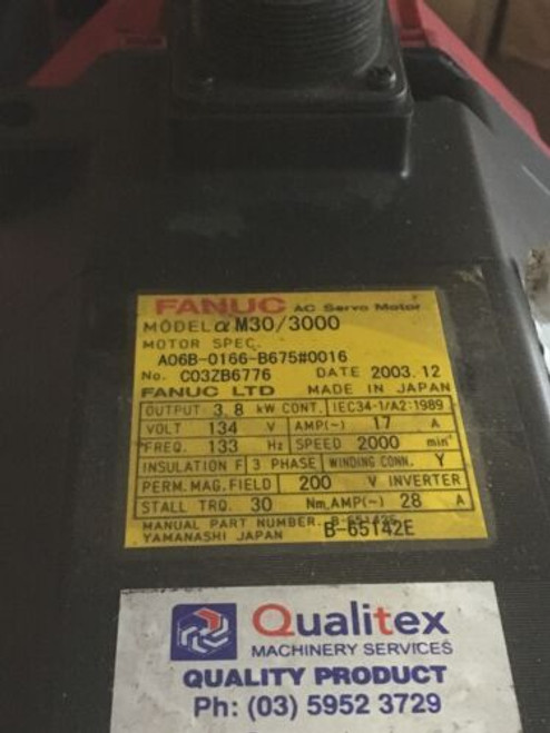 Fanuc A06B-0166-B675#0016 Servo Motor