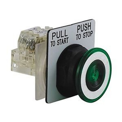 Push Button, 30Mm, Green, Plastic, 1No/1Nc